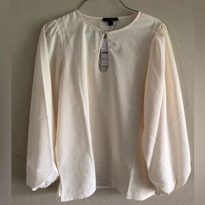 J.CREW NWT J.Crew Puff-sleeve satin-back crepe top S Small Ivory